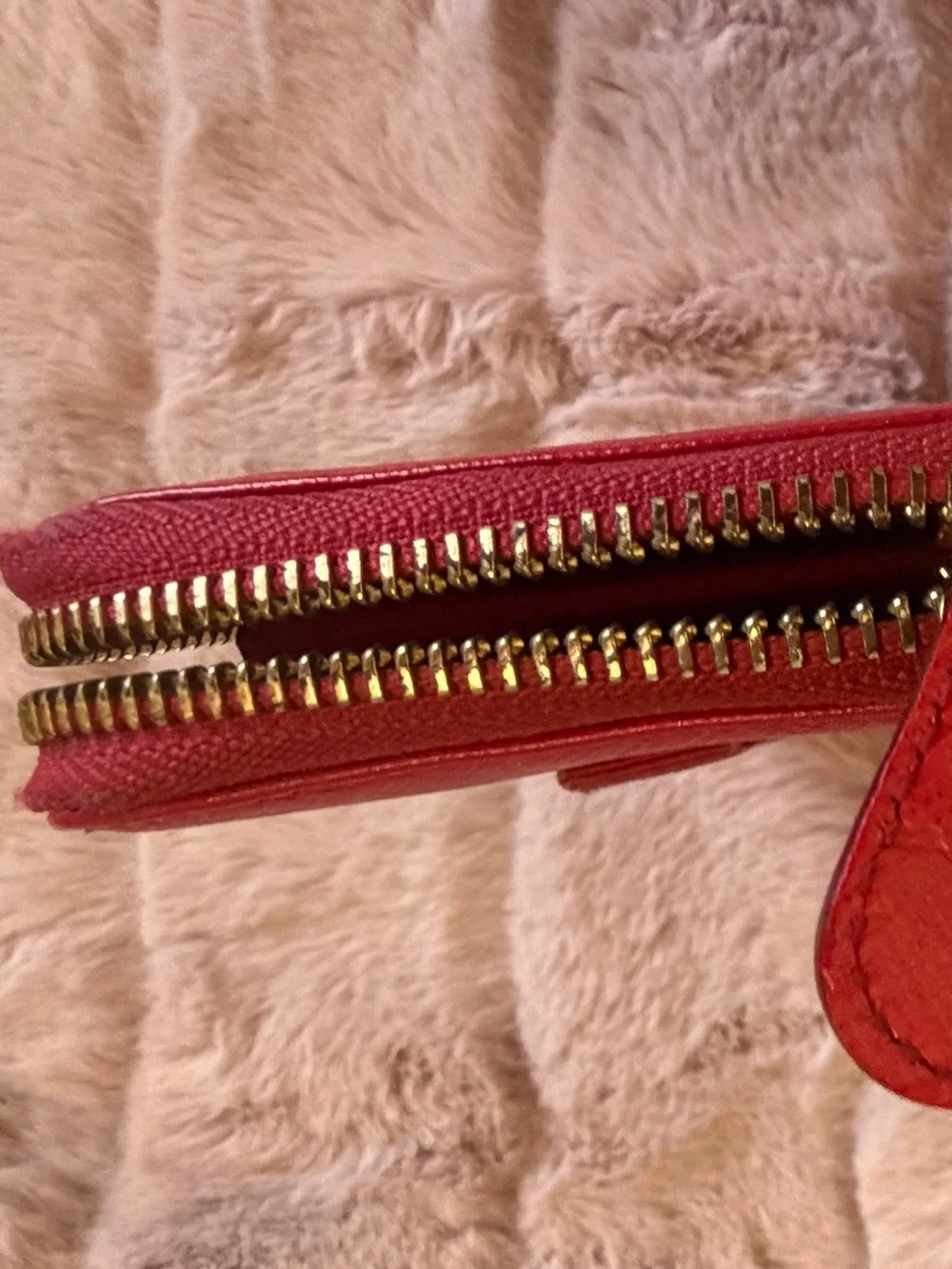 Salvatore Ferragamo Red Leather Vara Bow Wallet with Gold Hardware